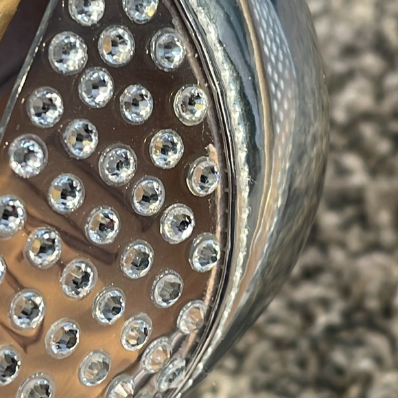 NWT Womens sexy bridal heels Size 8W Clear Vinyl Rhinestone Silver heels 8 wide - Picture 7 of 17